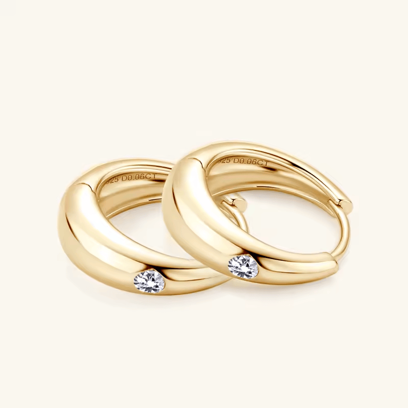 Créoles tubulaires gala Dorée - Diamant Moissanite💎