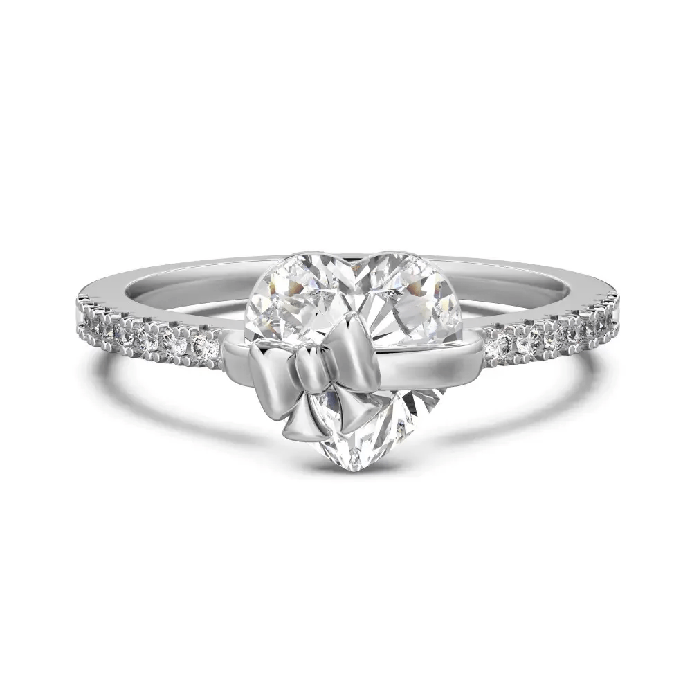Bague Ruban Cœur de Cristal - Diamant Moissanite 1 Carat 💎