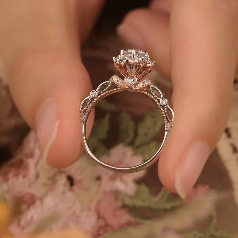 Bague Halo Dahlia Royale en Argent Sterling 925  - Diamant Moissanite 1 Carat 💎