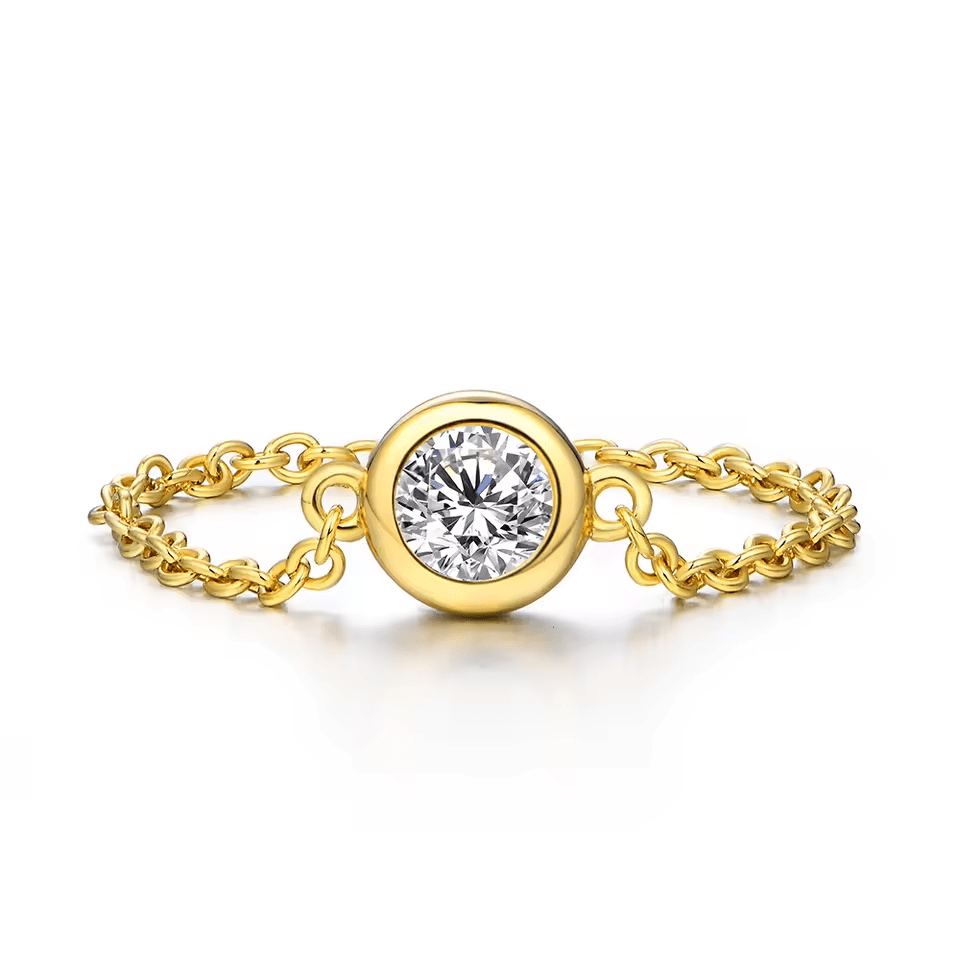 Bague Iris Liberté - Chaîne Plaquée or 18cts, Diamant Moissanite 1 Carat 💎