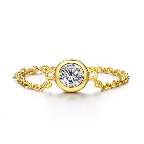 Iris Liberté-ring - 18-karaats vergulde ketting, 1 karaat moissanietdiamant 💎