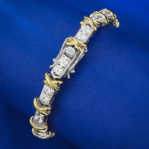 Bracelet Cross d'éternité En Argent Sterling 925 - Diamant Moissanite 1 Carat 💎