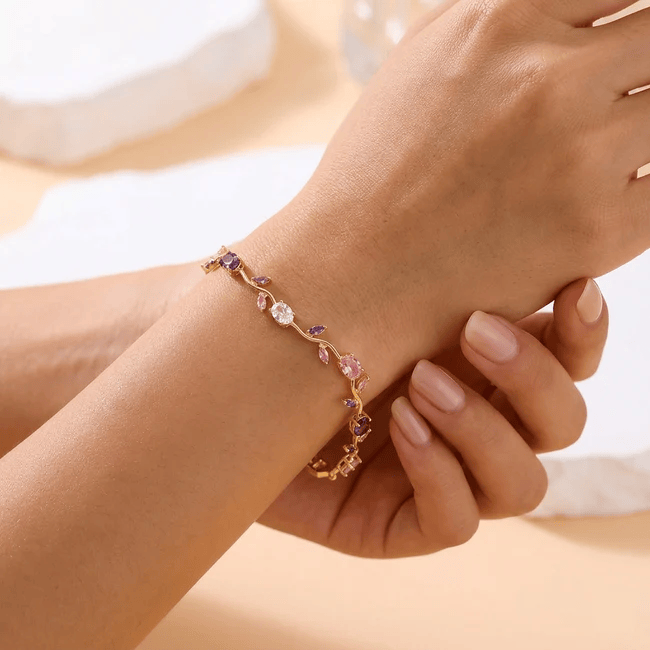 Bracelet Rosalie Amarante– Moissanite Colorées🌷
