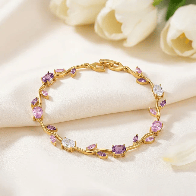 Bracelet Rosalie Amarante– Moissanite Colorées🌷