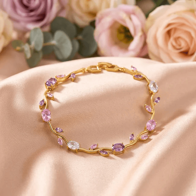 Bracelet Rosalie Amarante– Moissanite Colorées🌷