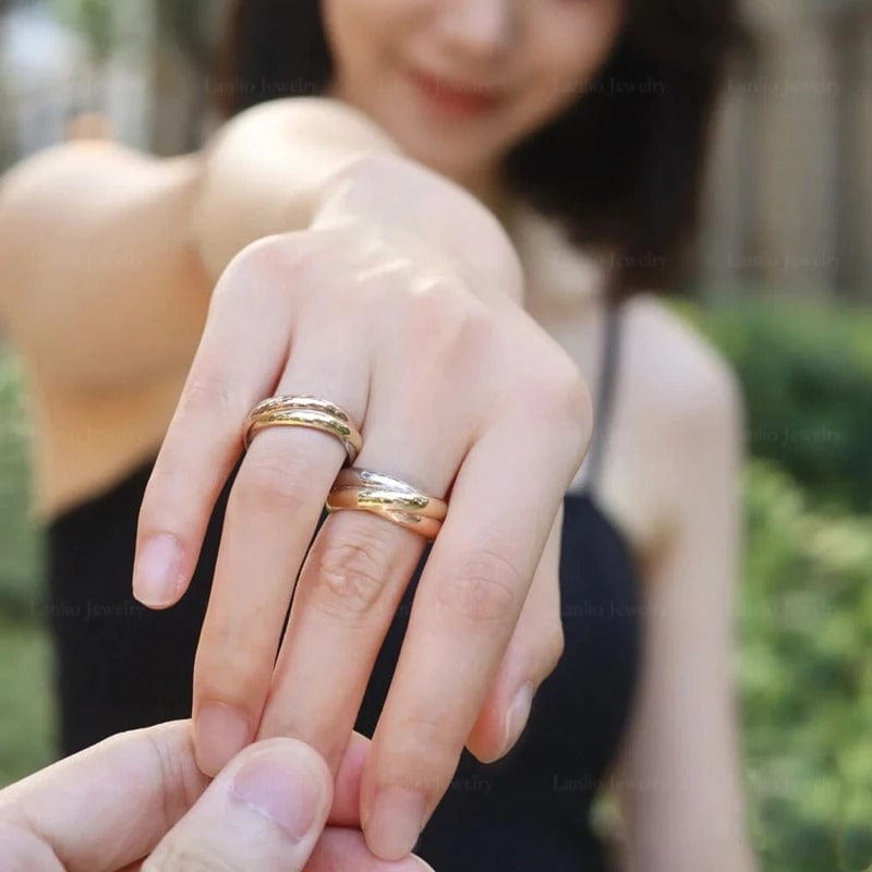 Anneaux Tricolores Or, Argent & Or Rose 🇫🇷