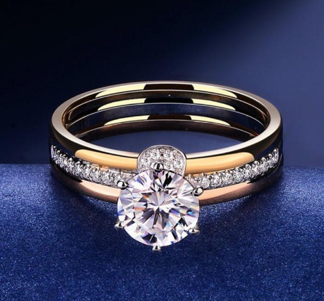 Goldplattierte Athéna -Ring mit 2 Karat -Diamanten 💎