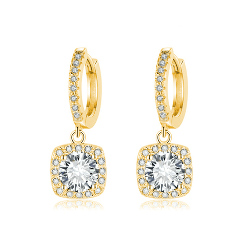 Boucles d’oreilles Halo Séléné, fermoirs à levier - Diamant Moissanite💎