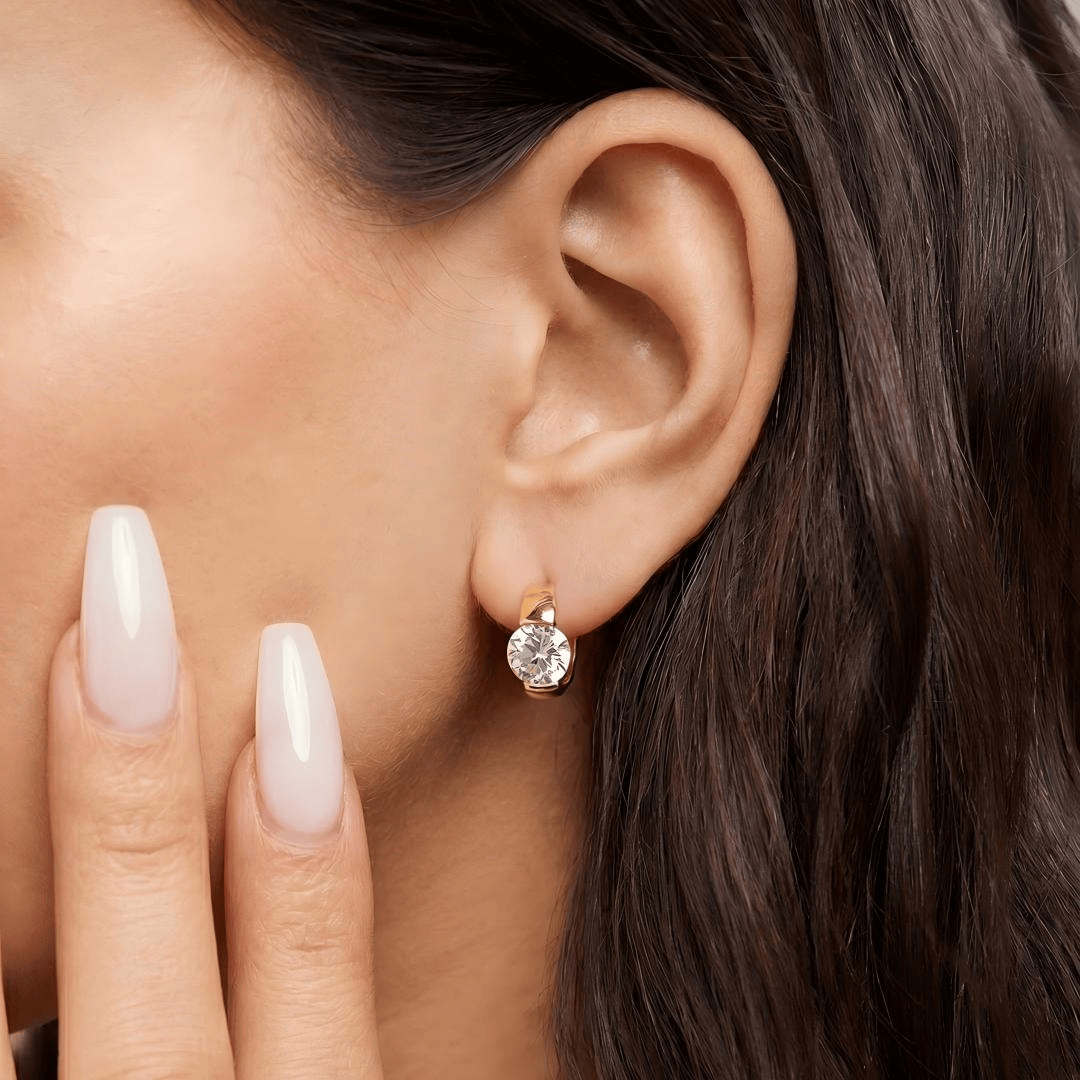 Boucles d'oreilles Créoles à Solitaire- Diamant Moissanite💎