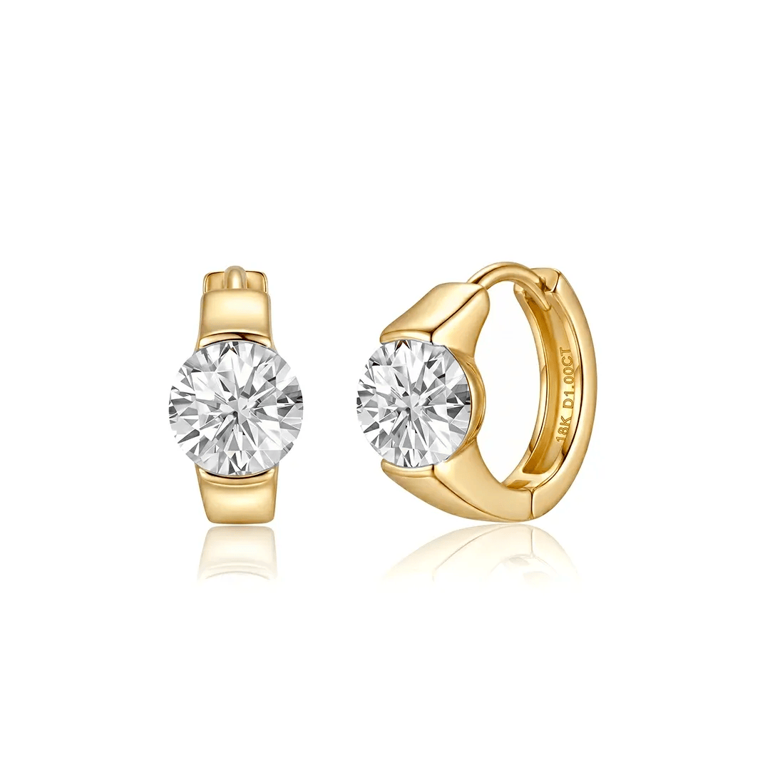 Boucles d'oreilles Créoles à Solitaire- Diamant Moissanite💎