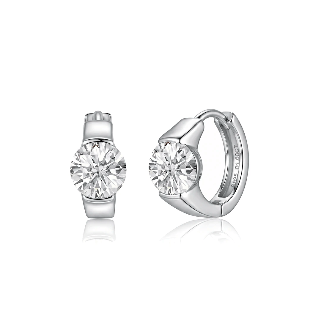 Boucles d'oreilles Créoles à Solitaire- Diamant Moissanite💎