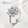 Bague Halo Fleur de cristal en Argent Sterling 925 - Oxyde De Zirconium💎