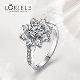 Bague Halo Fleur de cristal en Argent Sterling 925 - Oxyde De Zirconium💎