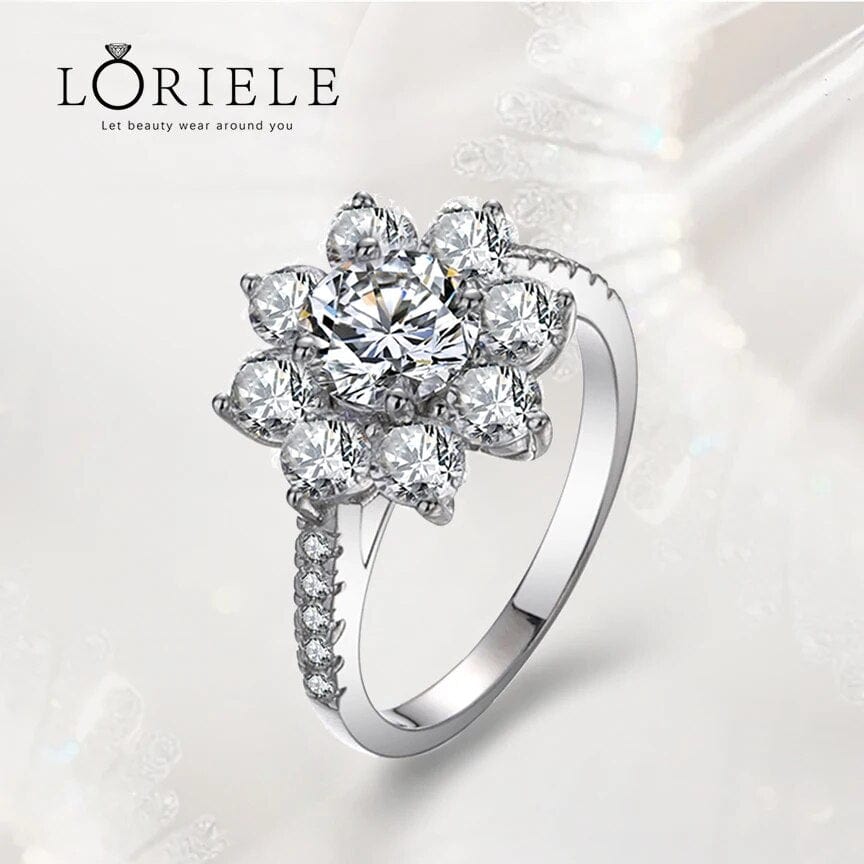 Bague Halo Fleur de cristal en Argent Sterling 925 - Oxyde De Zirconium💎