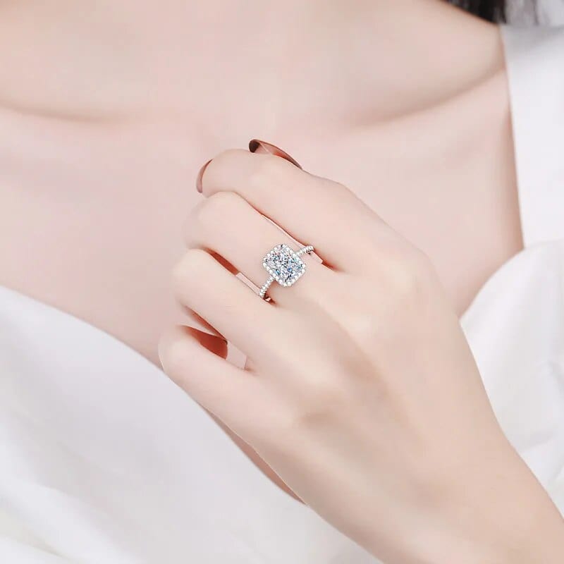 Bague Halo Belisama en Argent Sterling 925 - Diamant Moissanite 1 Carat 💎