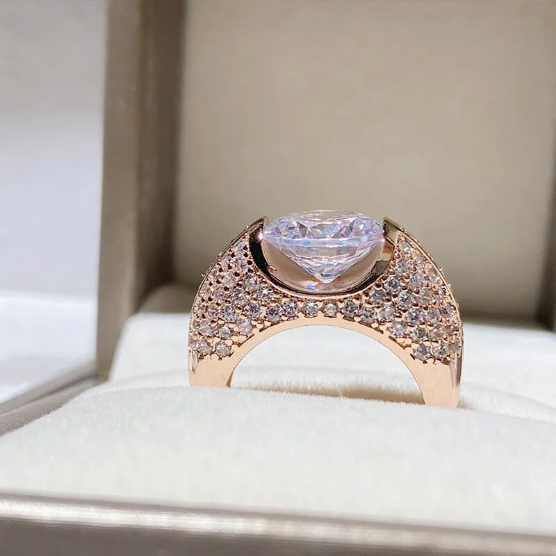 Bague Charme Pavé Amara en Or Rose - Diamant Moissanite 1 Carat 💎