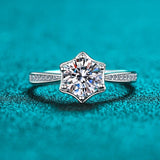 Bague Halo Étoile Radieuse en Argent Sterling 925 - Oxyde De Zirconium💎