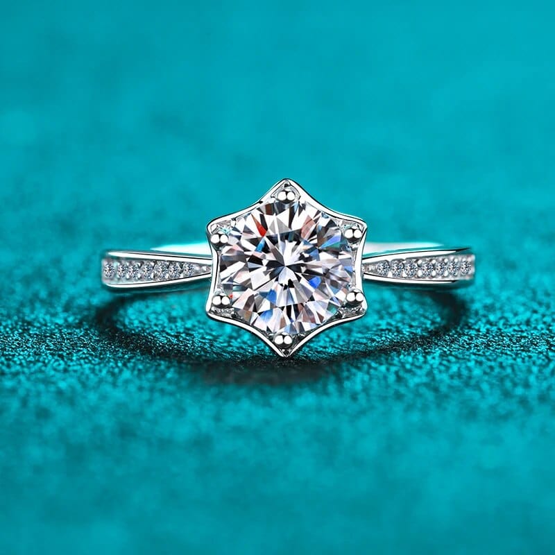 Bague Halo Étoile Radieuse en Argent Sterling 925 - Oxyde De Zirconium💎