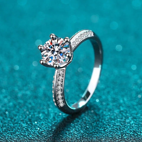 Bague Solitaire pavé Freyja Calypso en Argent Sterling 925 - Diamant Moissanite 1 Carat💎