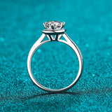 Bague Halo Étoile Radieuse en Argent Sterling 925 - Oxyde De Zirconium💎