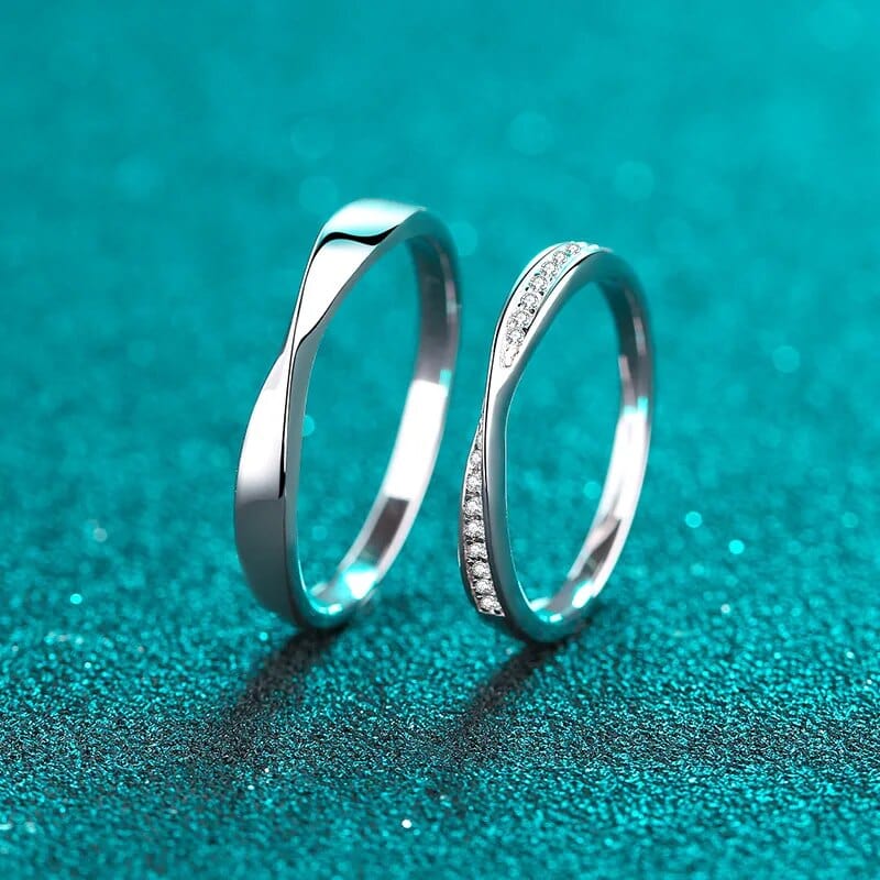 Bagues de promesse Adam et Eve en Argent Sterling 925 - Zircon pavé💎