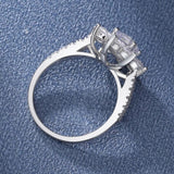 Bague Halo Fleur de cristal en Argent Sterling 925 - Oxyde De Zirconium💎