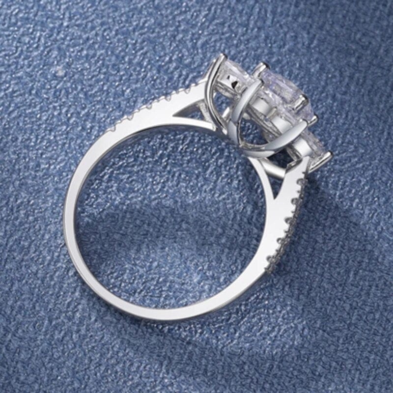 Bague Halo Fleur de cristal en Argent Sterling 925 - Oxyde De Zirconium💎