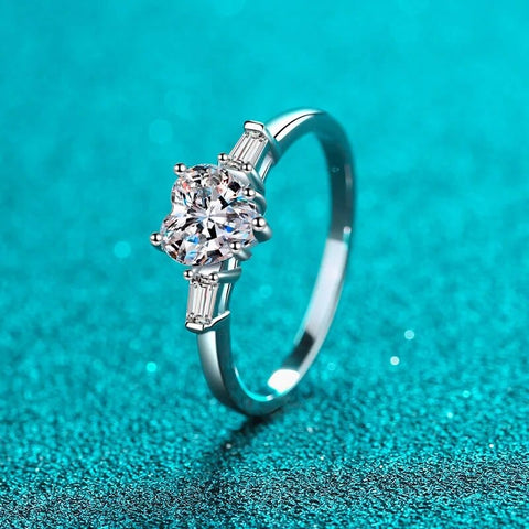 Bague Solitaire Cœur Éclat d'Argent Sterling 925 - Oxyde De Zirconium 💎