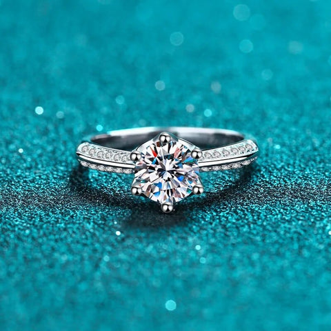 Bague Solitaire pavé Freyja Calypso en Argent Sterling 925 - Diamant Moissanite 1 Carat💎