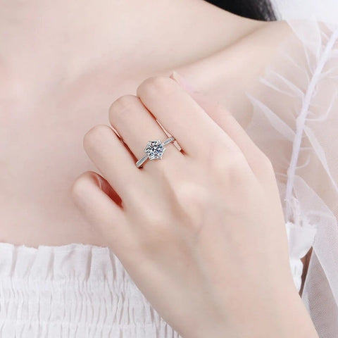 Bague Halo Étoile Radieuse en Argent Sterling 925 - Oxyde De Zirconium💎