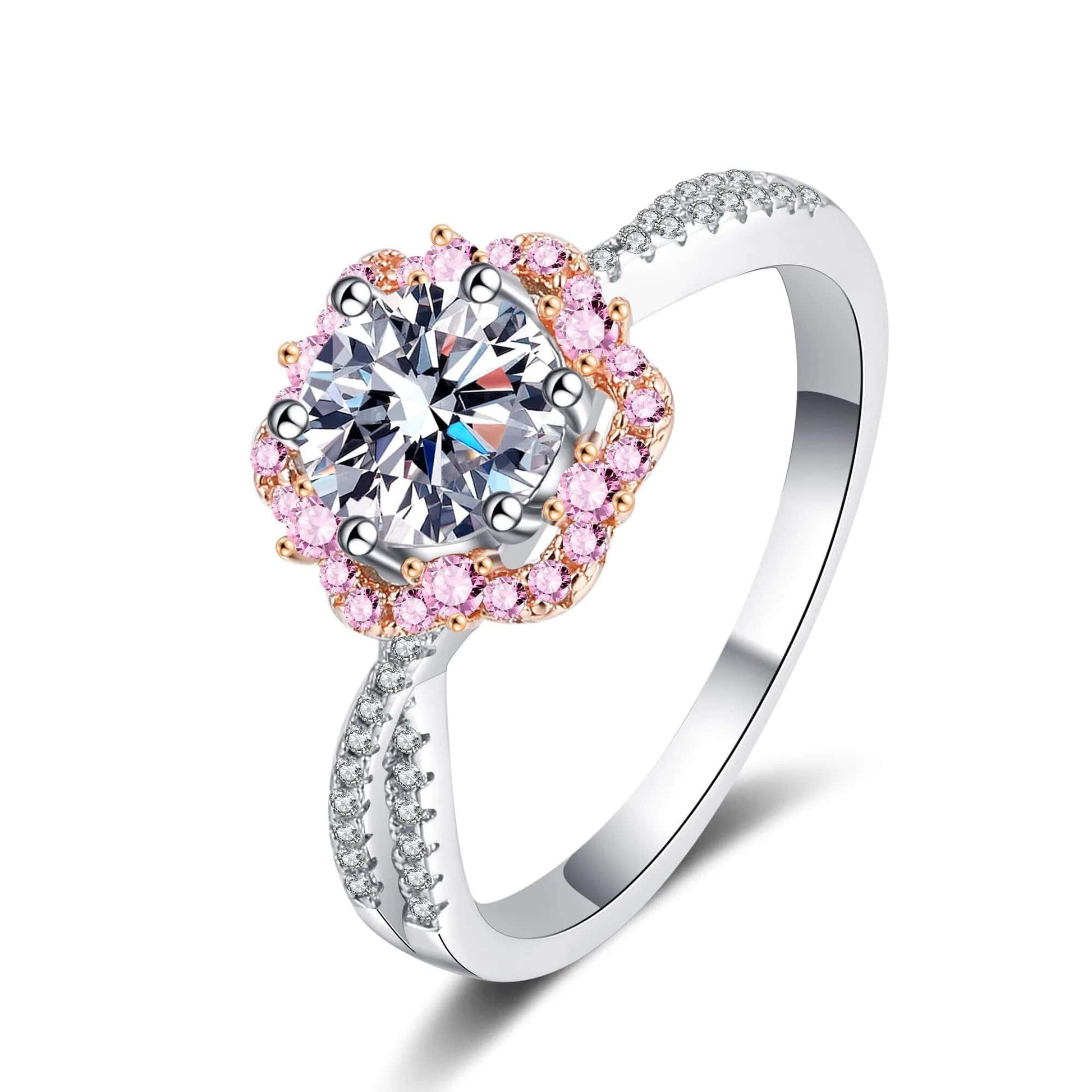 Bague Halo Sakura en Argent Sterling 925 - Diamant Moissanite 1 Carat 💎