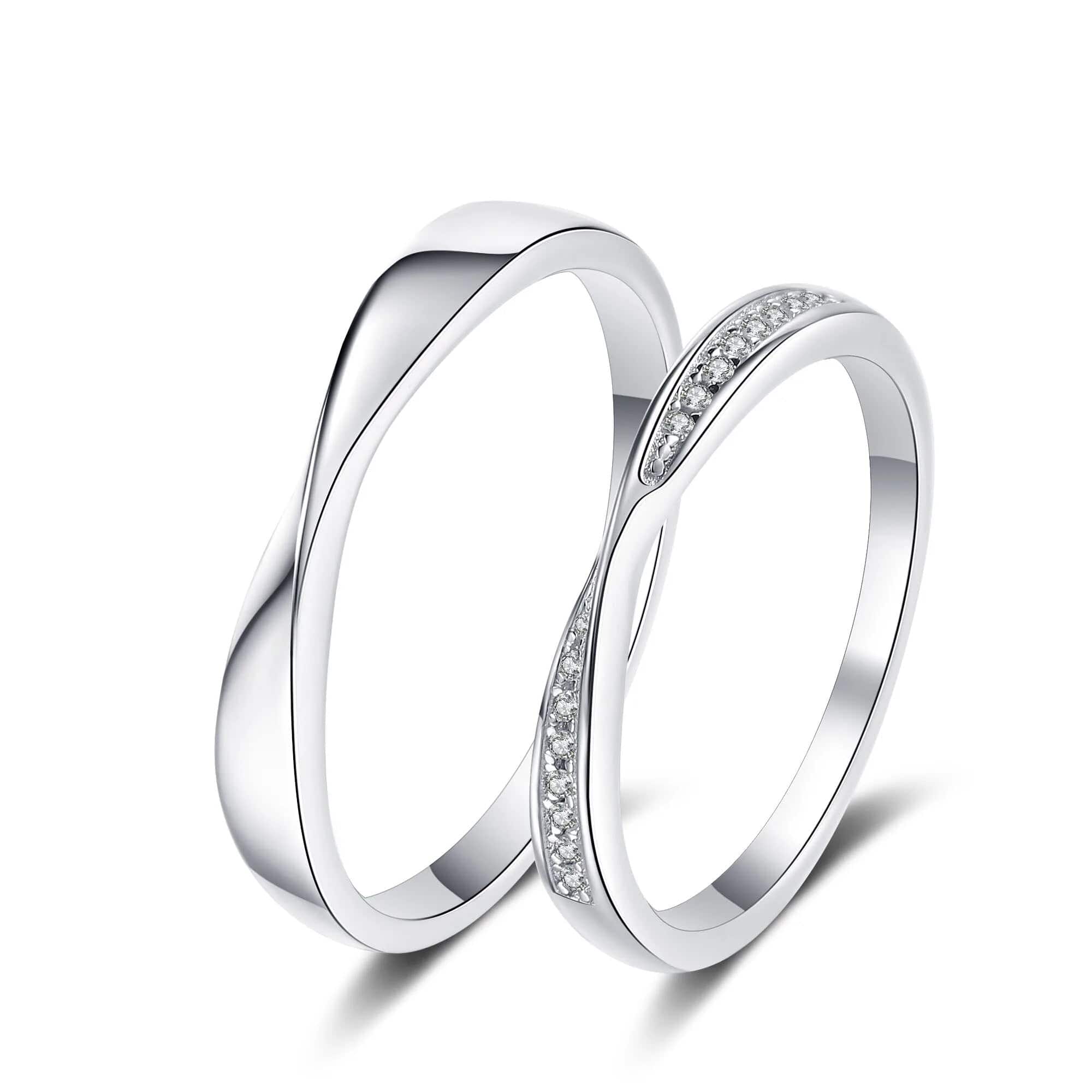 Bagues de promesse Adam et Eve en Argent Sterling 925 - Zircon pavé💎