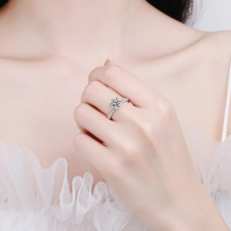 Bague Solitaire pavé Freyja Calypso en Argent Sterling 925 - Diamant Moissanite 1 Carat💎