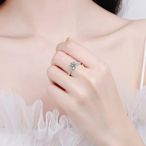 Bague Solitaire pavé Freyja Calypso en Argent Sterling 925 - Diamant Moissanite 1 Carat💎