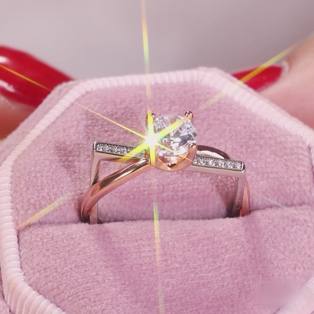 Bague Carrée Prisme d'amour en Argent Sterling 925  - Diamant Moissanite 1 Carat 💎