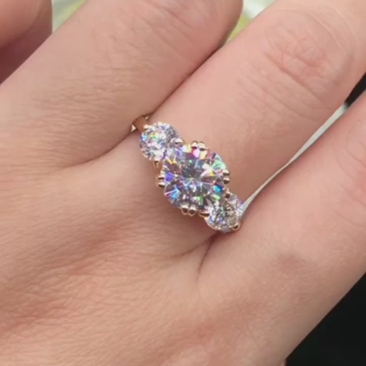Bague 3 Pierres Serment de Thémis - Diamant Moissanite 1 Carat 💎