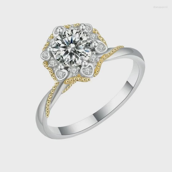 Bague Sceptre Impérial Griffe D'Or en Argent Sterling 925 - Diamant Moissanite 1 Carat💎