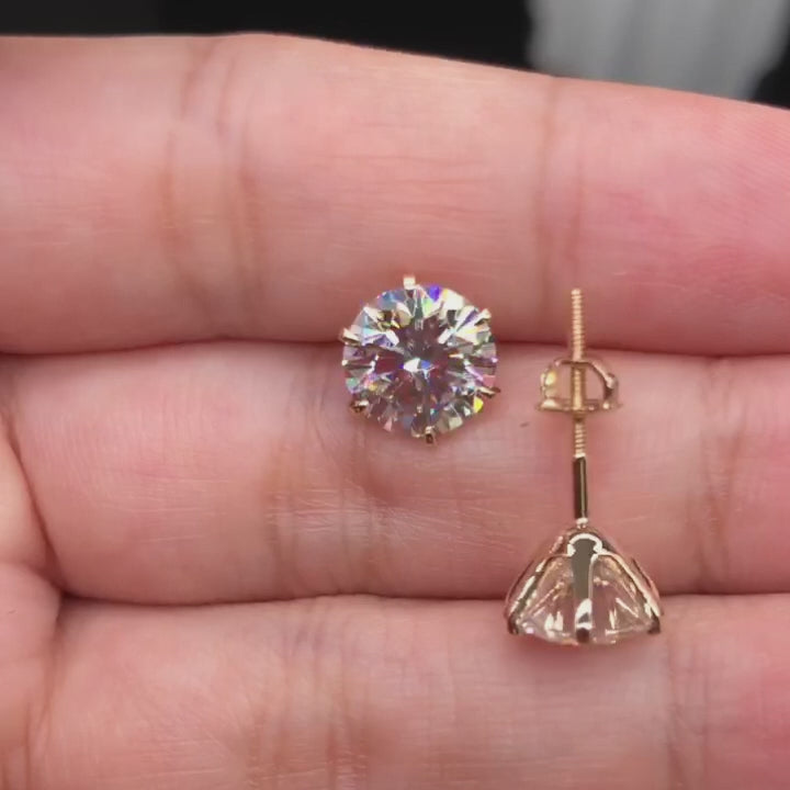Boucles D'oreilles Clous Solitaire Moissanite 11 Ct - Argent Sterling - Certifiées GRA