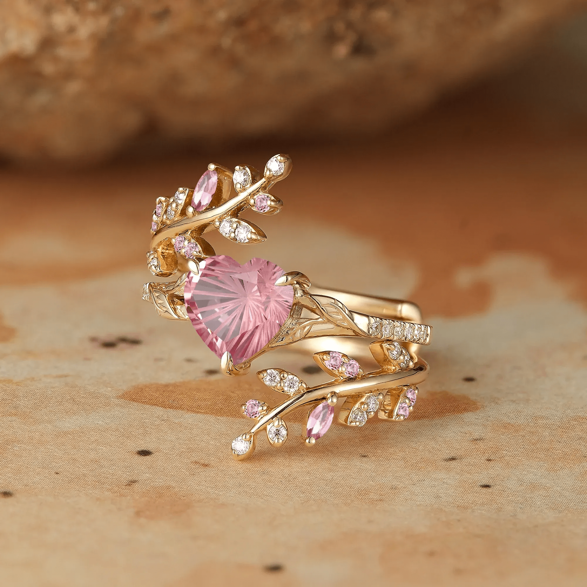 Bague Nymphes Cœur Rosée - Moissanite Agate 💎🌿