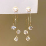Boucles d'oreilles pendante à perles brillantes - Plaqué Or 18 Carats✨