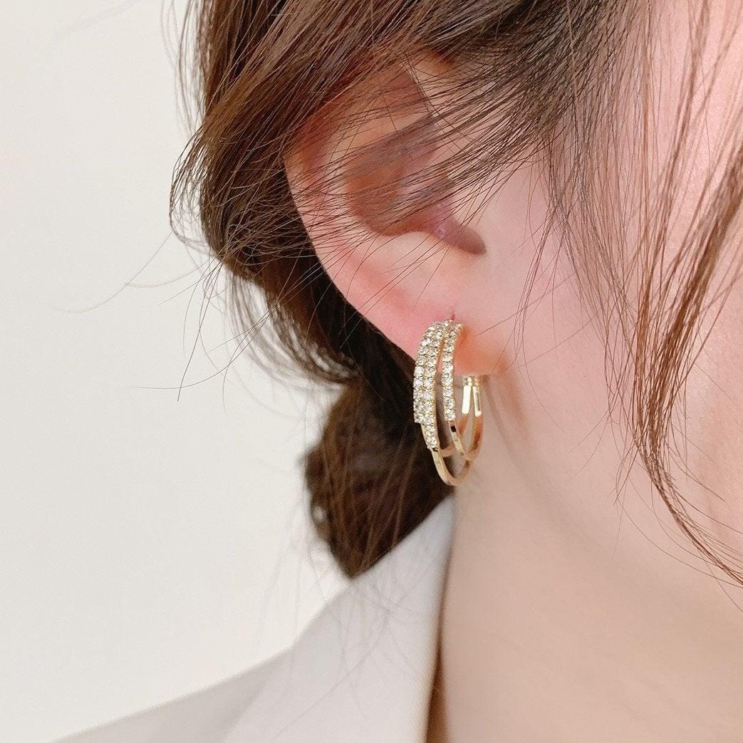 Boucles d'oreilles créoles à trois anneaux en Or 18 Carats✨