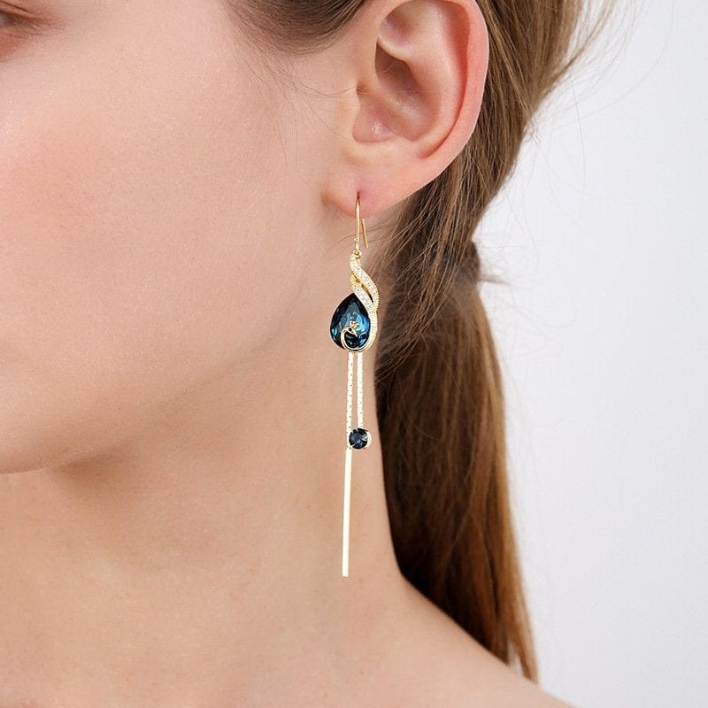 Boucles d'oreilles Paon en cristal d'Azure 🦚