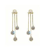 Boucles d'oreilles pendante à perles brillantes - Plaqué Or 18 Carats✨