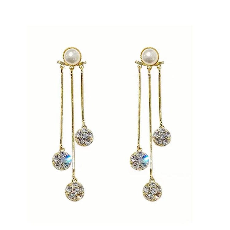 Boucles d'oreilles pendante à perles brillantes - Plaqué Or 18 Carats✨