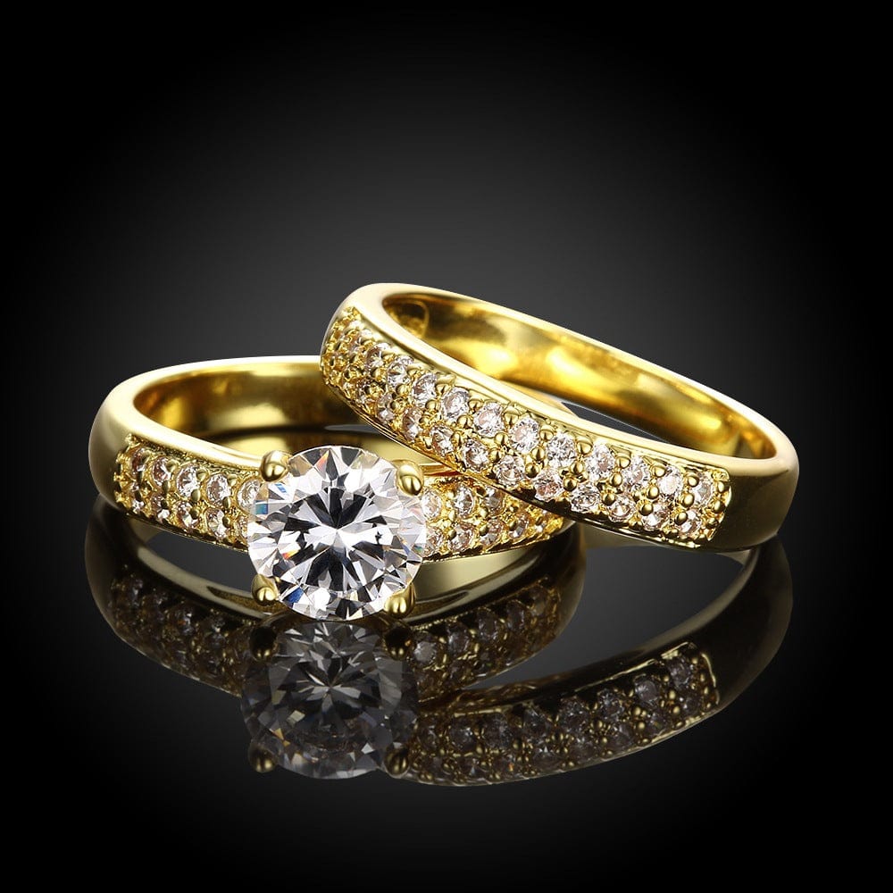 Ensembles de bagues pavé Vénus Callista en Plaqué Or Jaune - Diamant Moissanite 1 Carat 💎