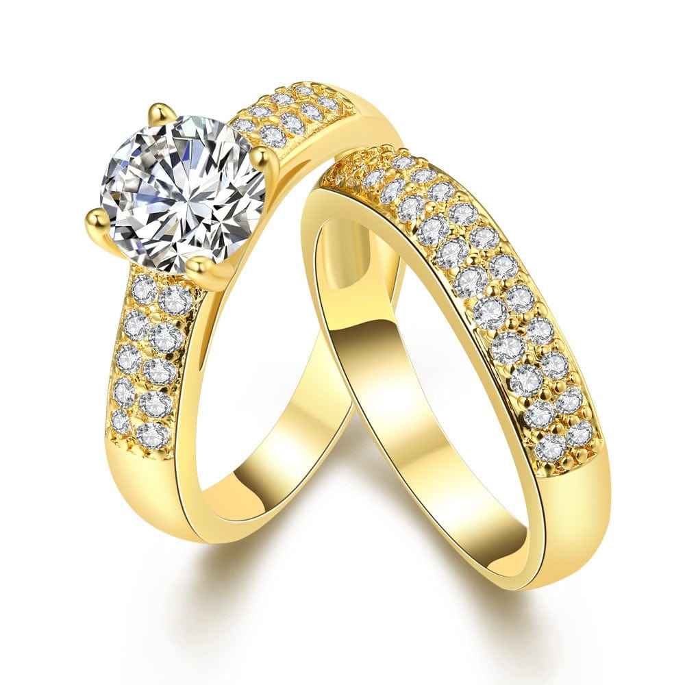 Ensembles de bagues pavé Vénus Callista en Plaqué Or Jaune - Diamant Moissanite 1 Carat 💎