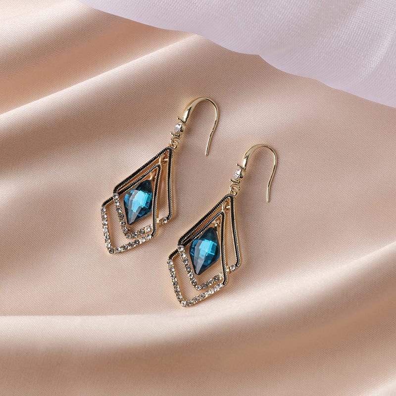 Boucles d'oreilles saphir en losange💃 la tendance du moment✨