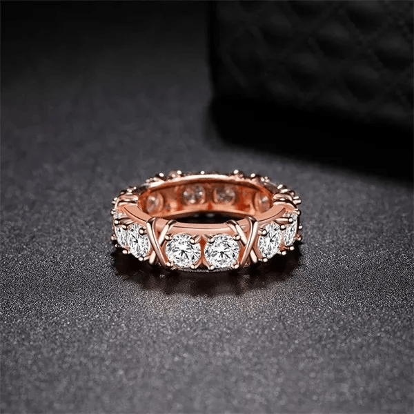 Bague cross d'éternité En Argent Sterling 925 - Diamant Moissanite 1 Carat 💎
