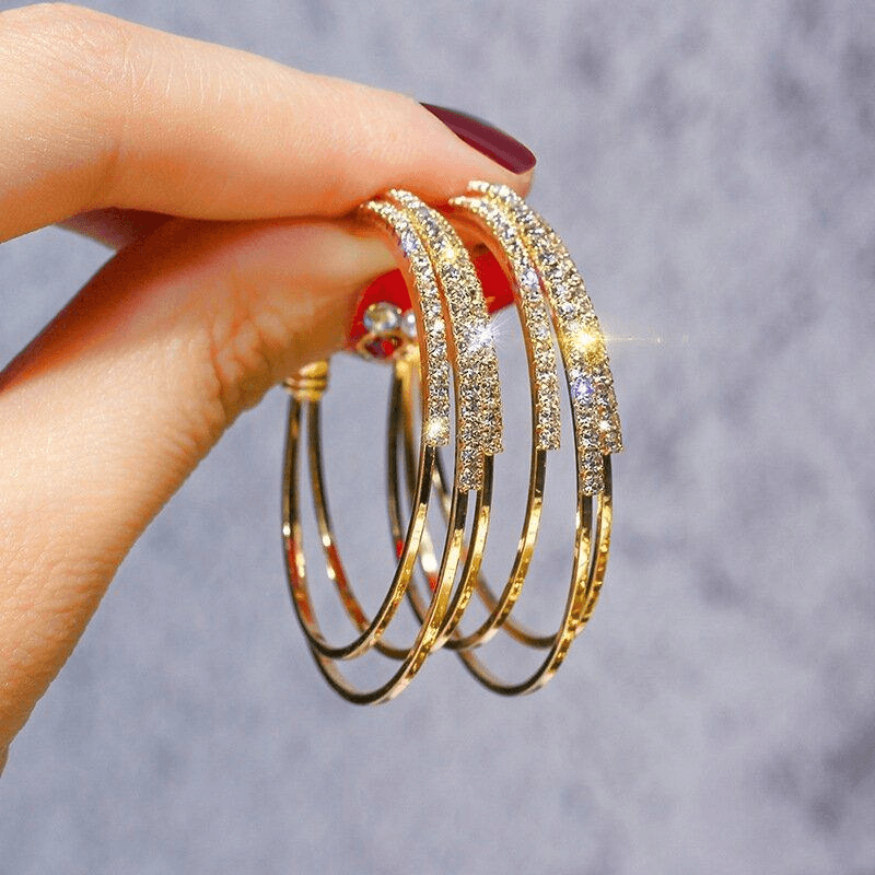 Boucles d'oreilles créoles à trois anneaux en Or 18 Carats✨