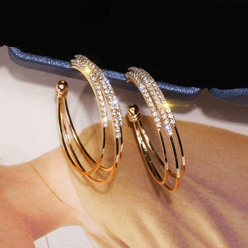 Boucles d'oreilles créoles à trois anneaux en Or 18 Carats✨